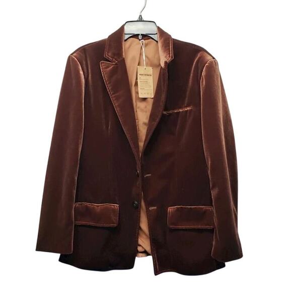 NWT Manley Brown‎ Velvet Men's Blazer - M Retro & Sophisticated Look $250 - Picture 6 of 8
